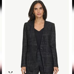 NWT Calvin Klein Collarless Metallic Jacquard Women's Blazer